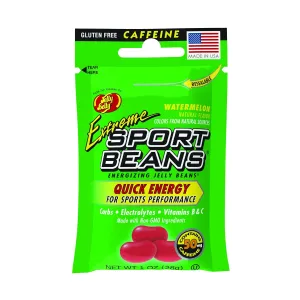 Jelly Belly Extreme Sport Beans, Caffeinated Jelly Beans, Watermelon Flavor, 24 Pack, 1-oz Each
