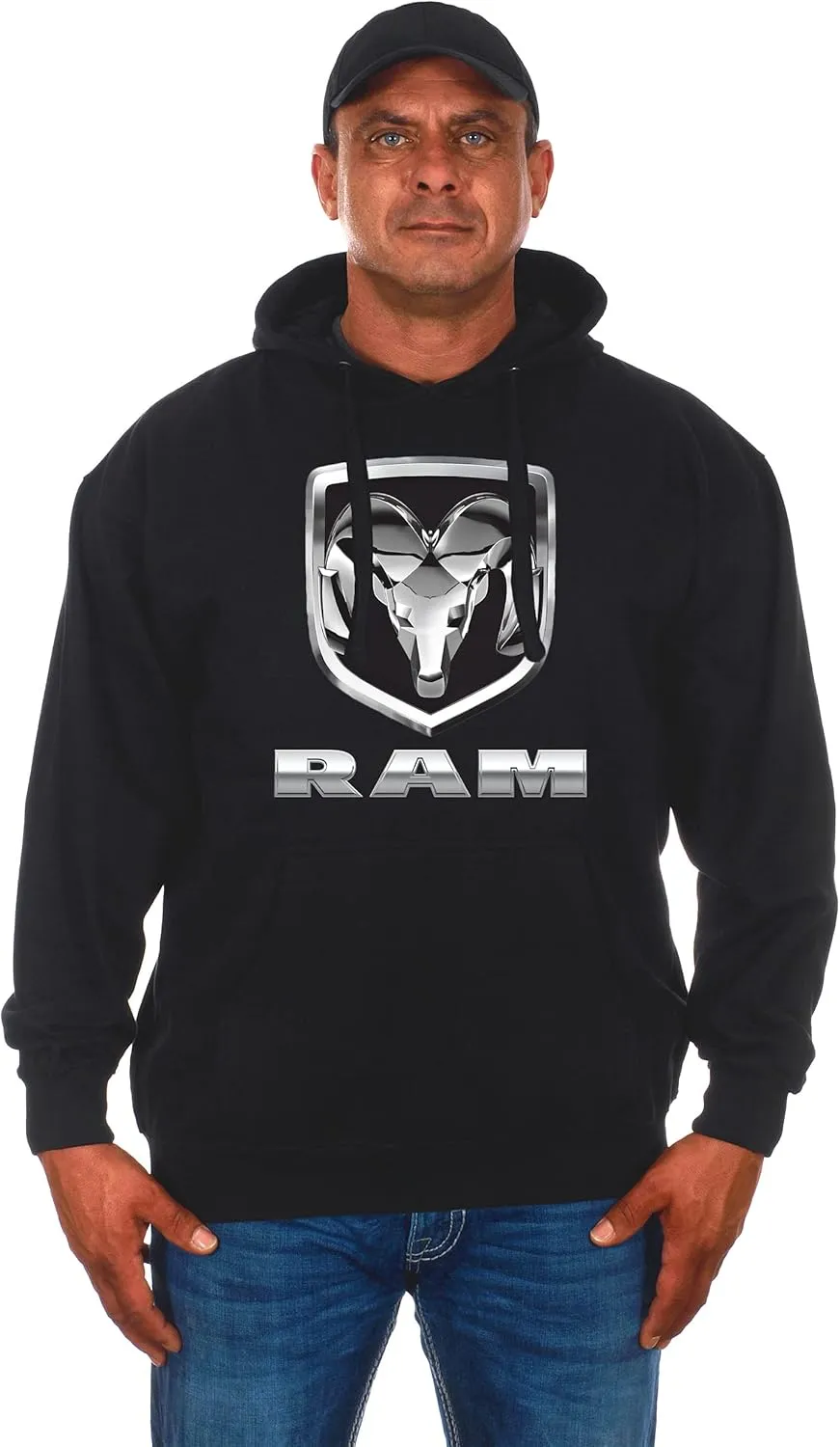 JH DESIGN GROUP Men’s Dodge Ram Pullover Hoodie Black Sweatshirt