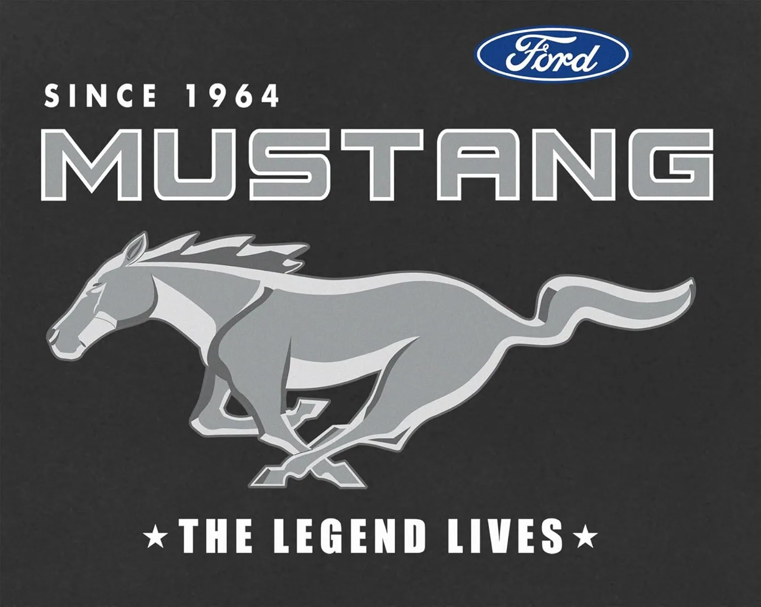 JH DESIGN GROUP Men's Ford Mustang Long Sleeve T-Shirt Front Back & Sleeve Logos