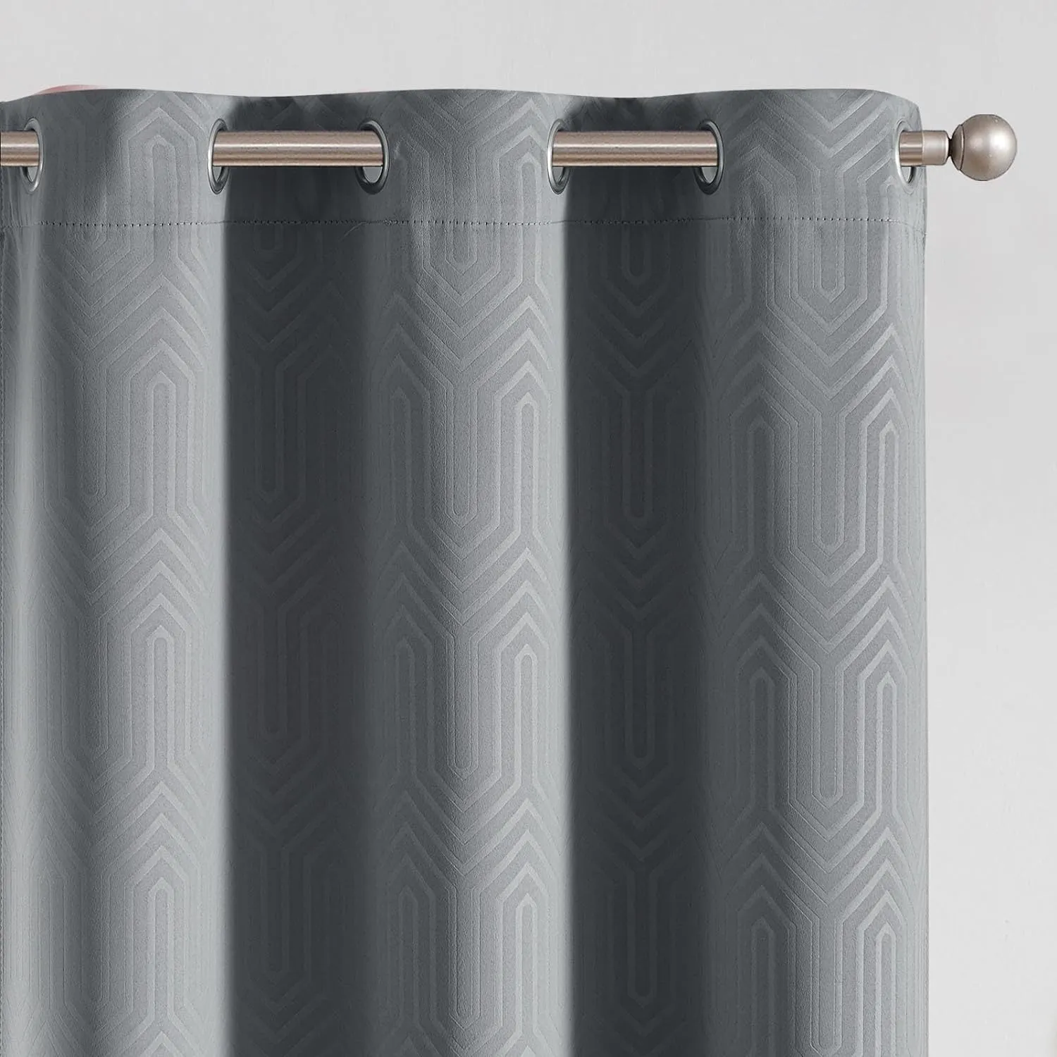 jinchan 80% Blackout Curtains for Bedroom, Embossed Textured Curtains 63 Inch Length 2 Panels Set, Geometric Patterned Drapes for Living Room, Art Deco Window Treatments, Grommet Top, Grey, W40 X L63