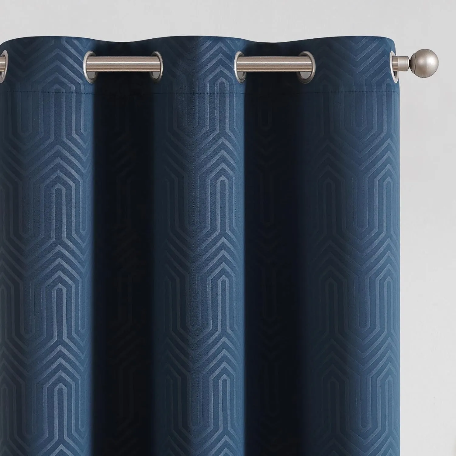 jinchan 80% Blackout Curtains for Bedroom, Embossed Textured Curtains 84 Inch Length 2 Panels Set, Geometric Patterned Drapes for Living Room, Art Deco Window Treatments, Grommet Top, Blue, W40 X L84