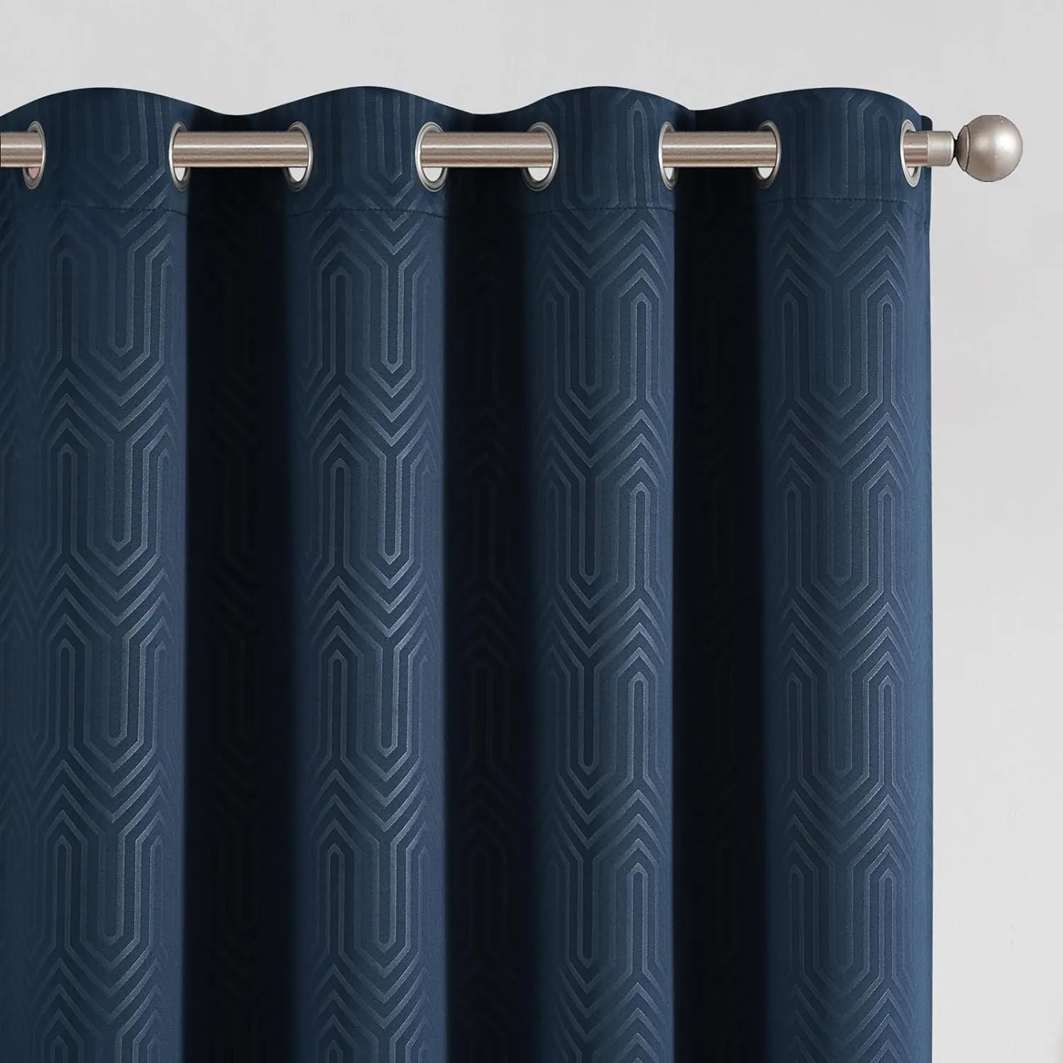jinchan 80% Blackout Curtains for Bedroom, Embossed Textured Curtains 84 Inch Length, Geometric Patterned Drapes for Living Room, Art Deco Window Treatments, Grommet Top 2 Panels Set, Blue, W50 X L84