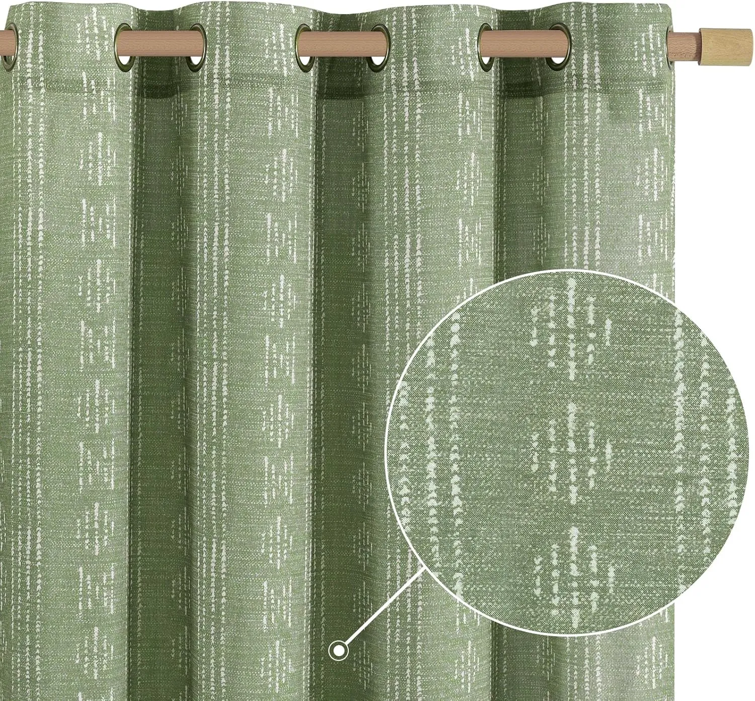 jinchan Boho Curtains Linen for Living Room Farmhouse Sage Green 84 Inch Length 2 Panels Bedroom Geometric Striped Light Filtering Window Drapes Grommet Country Curtains, Boho| Sage, W52 x L84