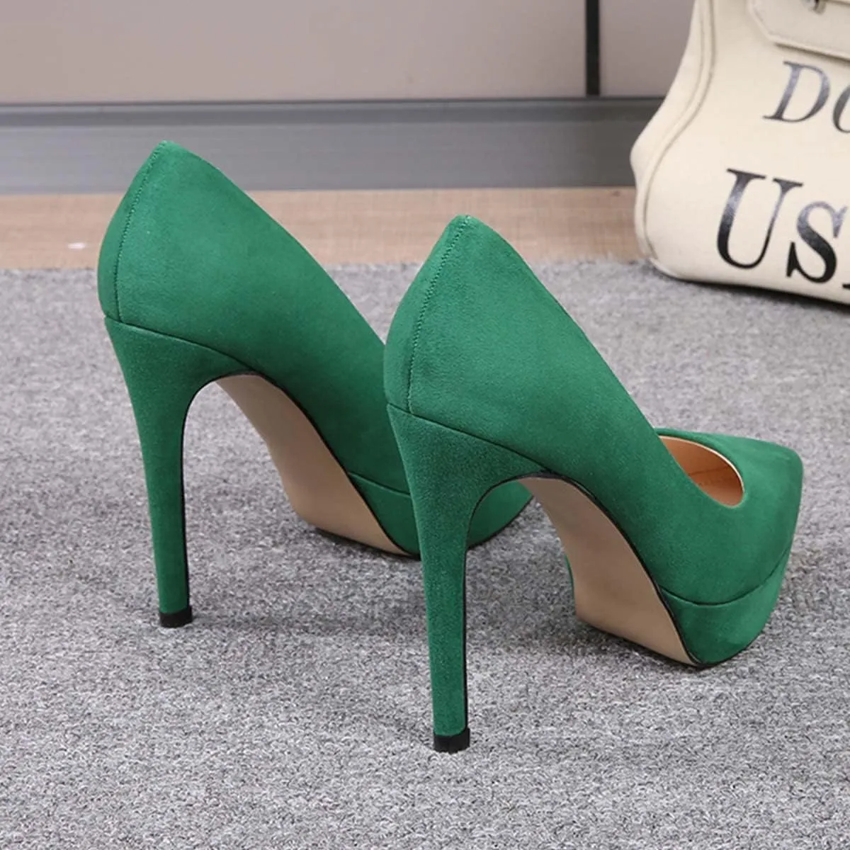 JOEupin Women's Classic 4.7" Platform High Heels Closed Toe Pumps Shoes for Casual Work Wedding