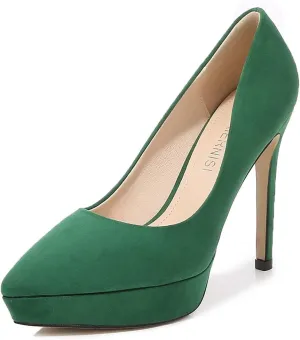 JOEupin Women's Classic 4.7" Platform High Heels Closed Toe Pumps Shoes for Casual Work Wedding