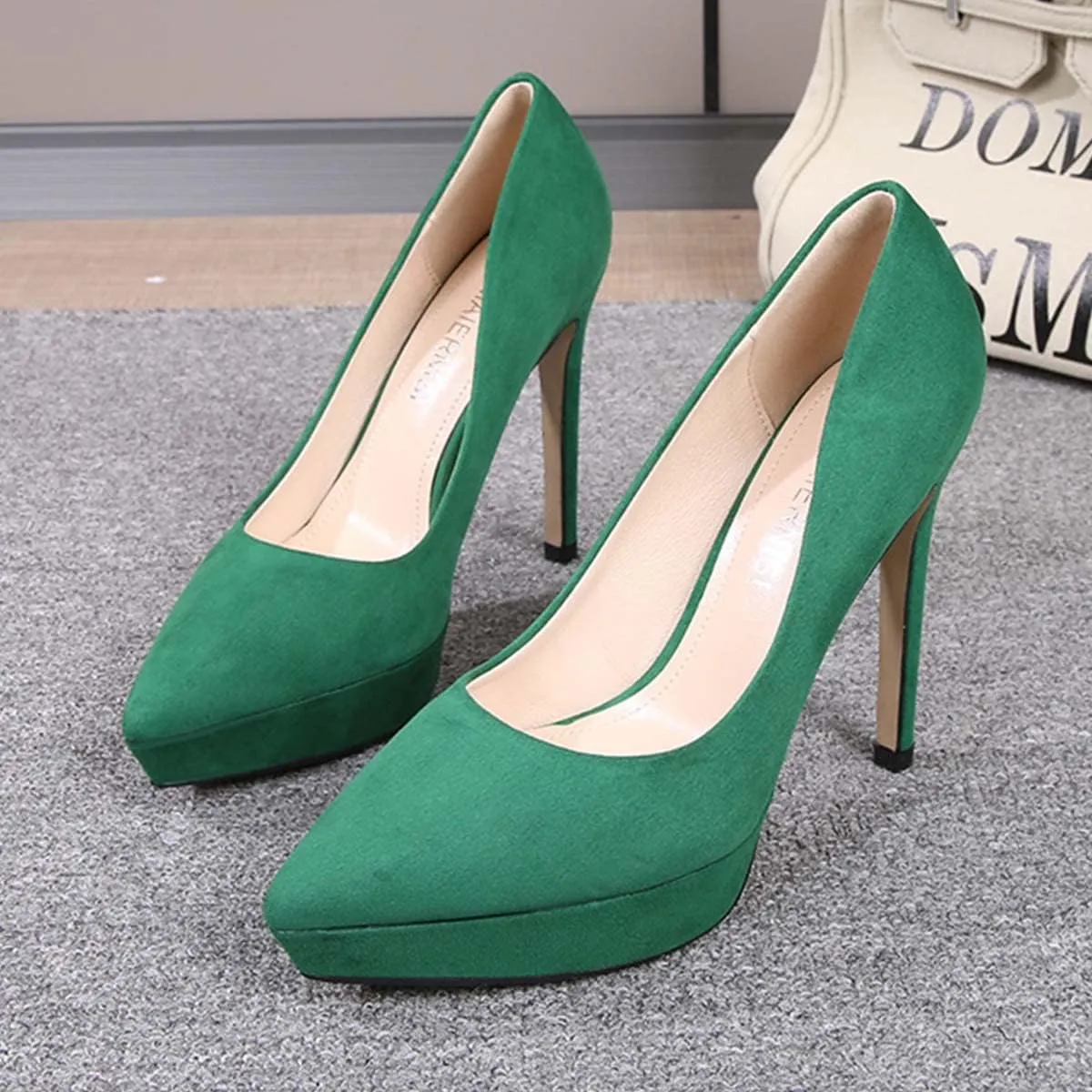 JOEupin Women's Classic 4.7" Platform High Heels Closed Toe Pumps Shoes for Casual Work Wedding