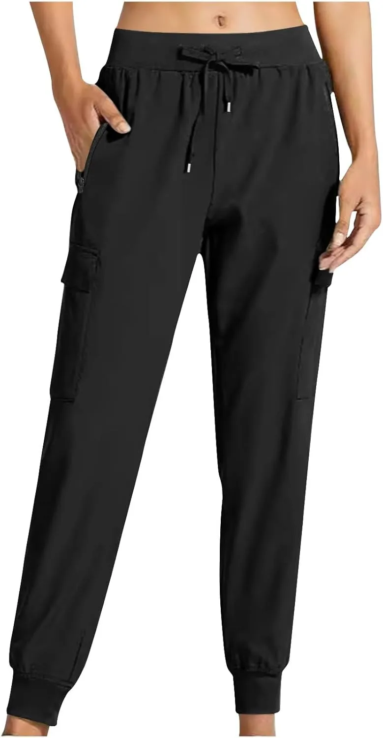 Joggers for Women with Pockets Elastic Waist Track Cuff Workout Sweatpants Hiking Outdoor Lounge Quick Dry Cargos 3XL