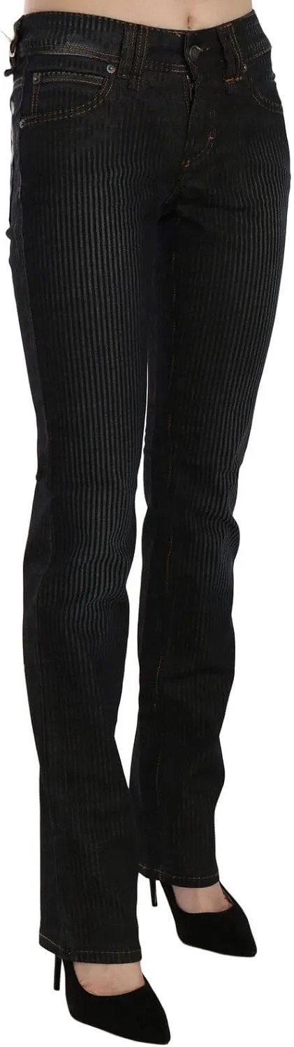 John Galliano Elegant Black Slim Fit Corduroy Women's Jeans