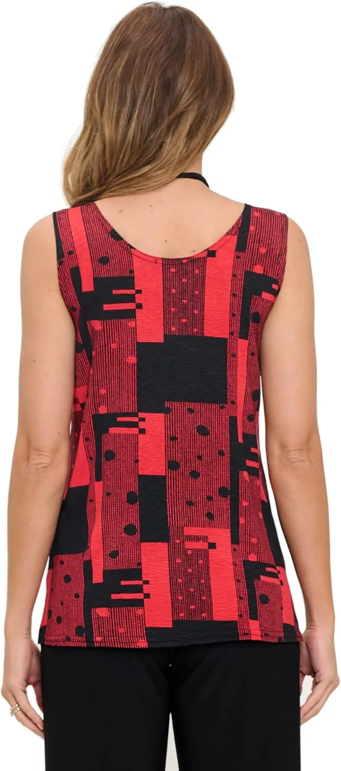 Jostar Venechia Pleated Print Sleeveless Tank Top-2060VP-TRP1