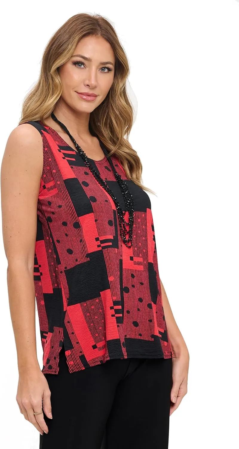 Jostar Venechia Pleated Print Sleeveless Tank Top-2060VP-TRP1