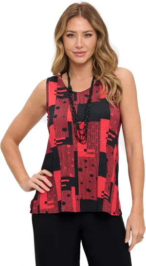 Jostar Venechia Pleated Print Sleeveless Tank Top-2060VP-TRP1