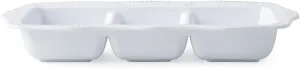 Juliska Berry & Thread Melamine 3-Section Server - Whitewash - Unbreakable, Decorative Embossed Serving Tray with Handles