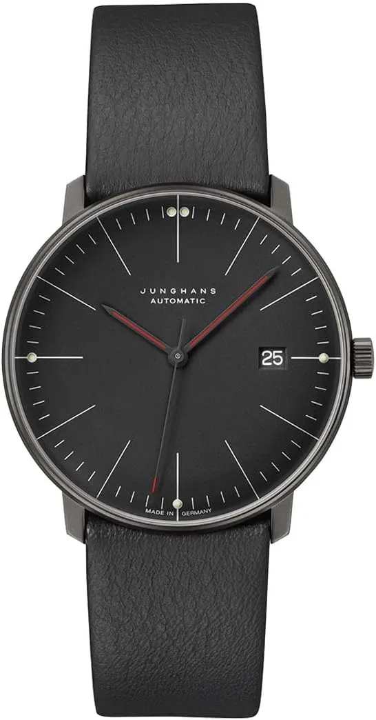 JUNGHANS Max Bill Automatic Bauhaus All Black 38mm Watch 27/4308.02
