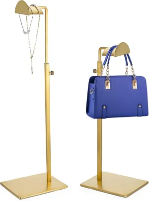 JUXYES Pack of 2 Handbags Display Stand Rack, Height Adjustable Handbags Display Stand Single Side Retail Countertop Bags Display Stand For Handbags Wallet Tote Bag Shoulder Bag Handle Satchel Purse