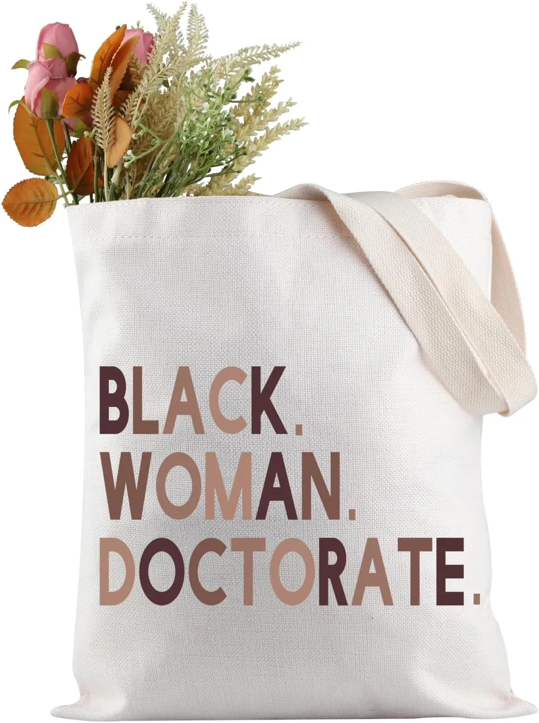 JXGZSO Black Woman Doctorate Tote Bag Black Woman Doctor Gift fro Woman Doctoral Gift Doctorate Graduation Gift