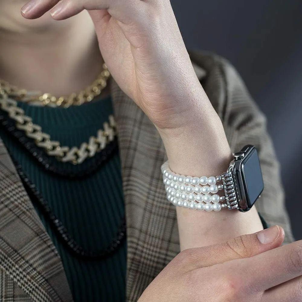 KAI Top Beaded Bracelet Compatible with iWatch Band 38mm 40mm 41mm 42mm 44mm 45mm 46mm 49mm Women, Stone Beaded Elastic Stretch Replacement Strap for Apple Watch Ultra SE Series 10 9 8 7 6 5 4 3 2 1