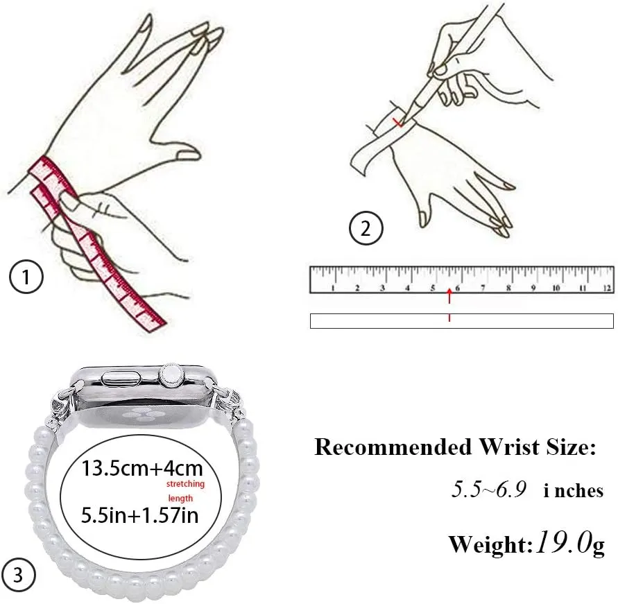 KAI Top Beaded Bracelet Compatible with iWatch Band 38mm 40mm 41mm 42mm 44mm 45mm 46mm 49mm Women, Stone Beaded Elastic Stretch Replacement Strap for Apple Watch Ultra SE Series 10 9 8 7 6 5 4 3 2 1