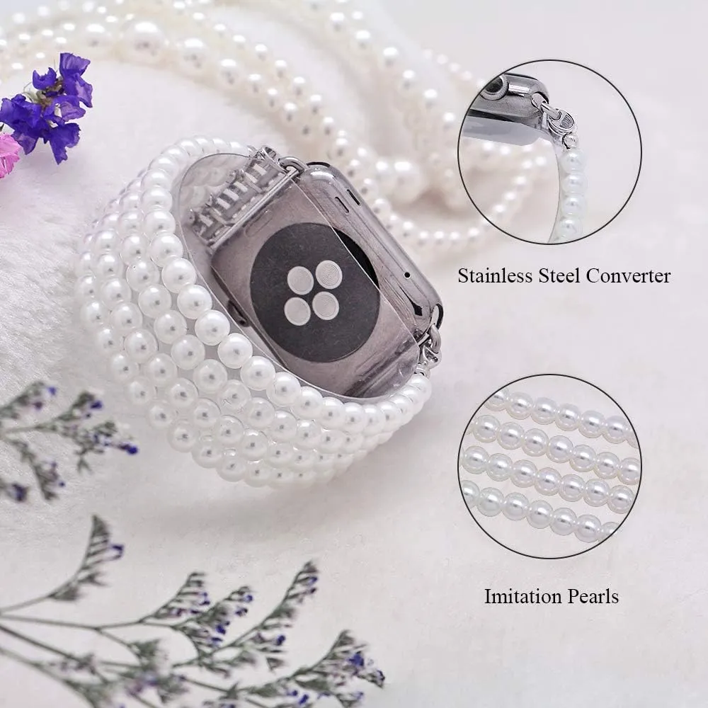 KAI Top Beaded Bracelet Compatible with iWatch Band 38mm 40mm 41mm 42mm 44mm 45mm 46mm 49mm Women, Stone Beaded Elastic Stretch Replacement Strap for Apple Watch Ultra SE Series 10 9 8 7 6 5 4 3 2 1
