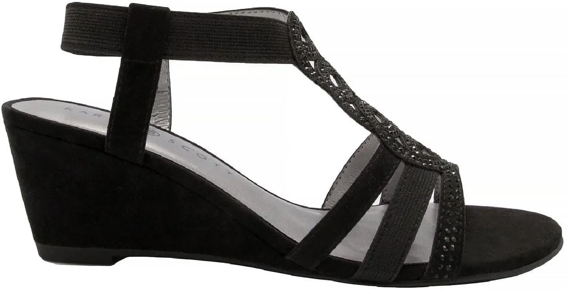 Karen Scott Womens Denice Embellished Slingback Wedge Sandals