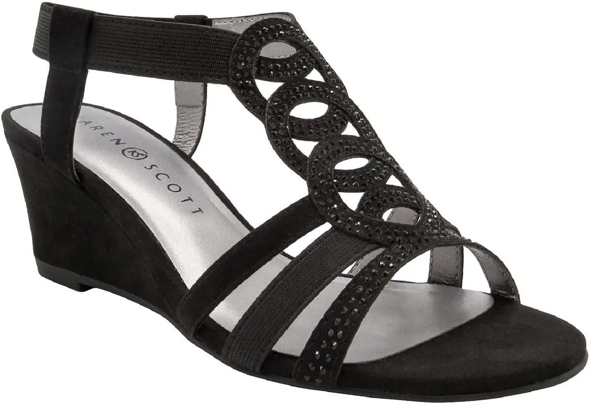 Karen Scott Womens Denice Embellished Slingback Wedge Sandals