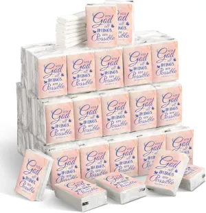 Karenhi Christian Purse Tissue Packs Wedding Tissues Packs for Guests Bible Verse Mini Size Tissue Packs Pocket Tissues Travel Packs for Home Bag Car Homeless Gifts(120 Packs)