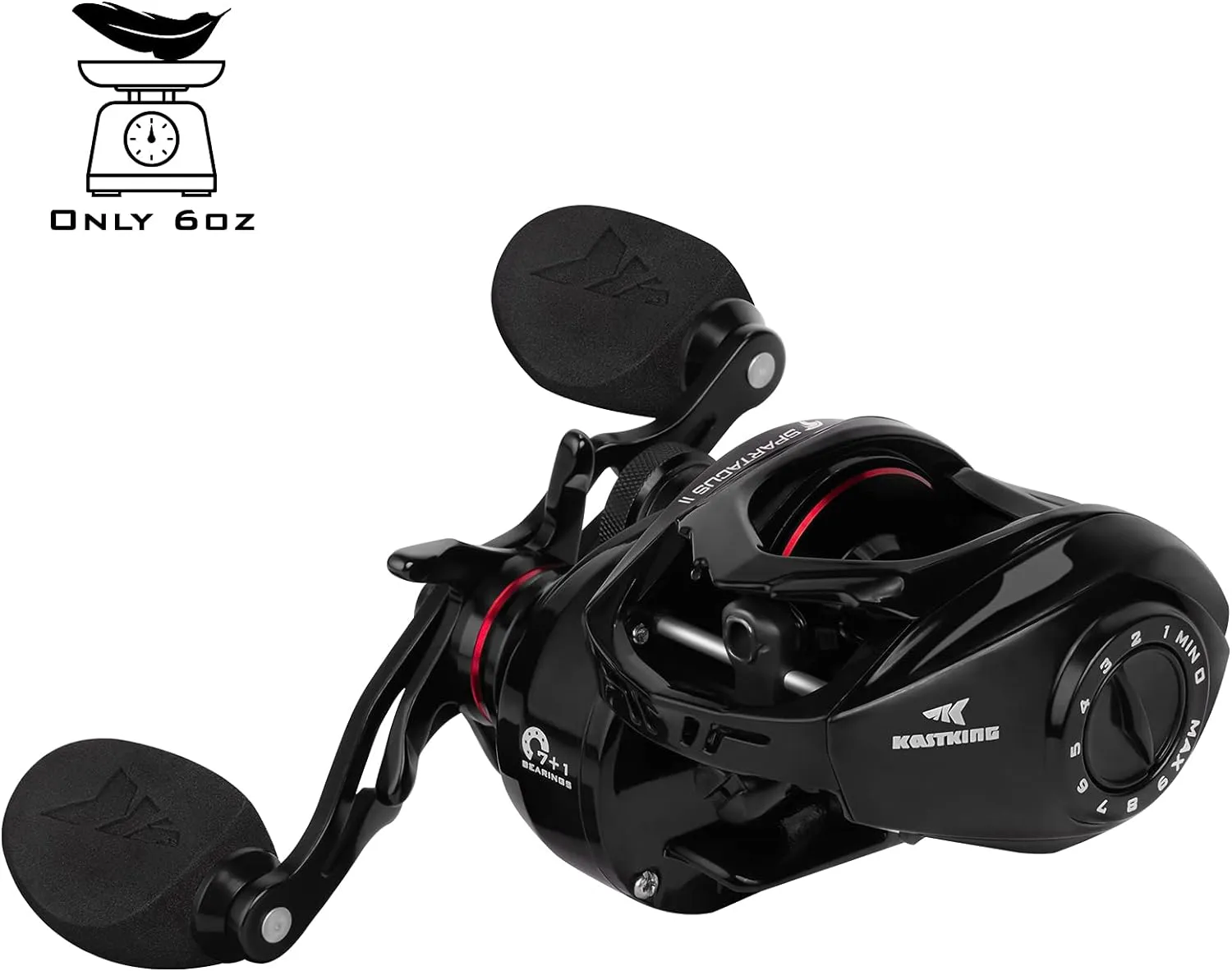 KastKing Spartacus II Baitcasting Fishing Reel, 6oz Ultralight Baitcaster Reel, Super Smooth with 17.6 LB Carbon Fiber Drag, 7.2:1 Gear Ratio, 39mm Palm Perfect Lower Profile Design