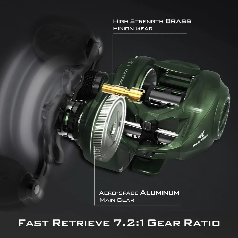 KastKing Spartacus II Baitcasting Fishing Reel, 6oz Ultralight Baitcaster Reel, Super Smooth with 17.6 LB Carbon Fiber Drag, 7.2:1 Gear Ratio, 39mm Palm Perfect Lower Profile Design