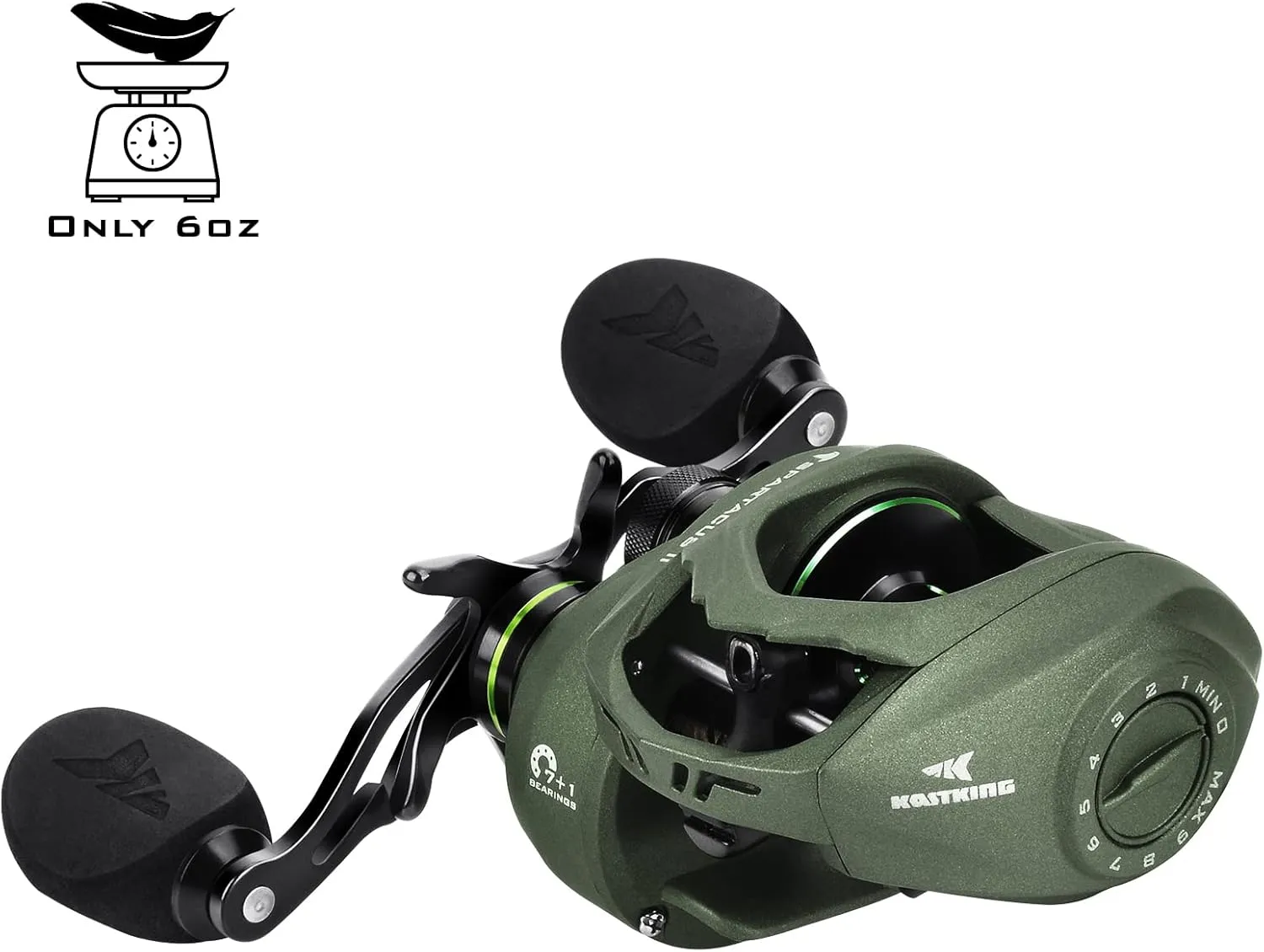 KastKing Spartacus II Baitcasting Fishing Reel, 6oz Ultralight Baitcaster Reel, Super Smooth with 17.6 LB Carbon Fiber Drag, 7.2:1 Gear Ratio, 39mm Palm Perfect Lower Profile Design