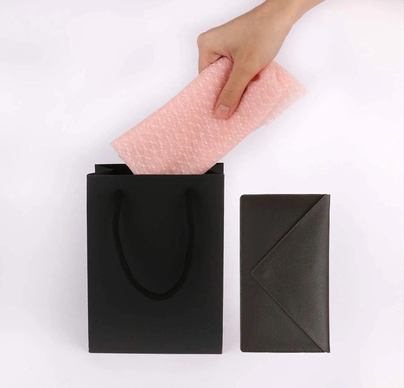 Katkitchen Small Gift Bags, 50 PCS Black Kraft Gift Bags with Cotton Handle, Paper Gift Bags 5.1"x2.4"x7.5"