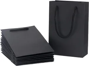 Katkitchen Small Gift Bags, 50 PCS Black Kraft Gift Bags with Cotton Handle, Paper Gift Bags 5.1"x2.4"x7.5"