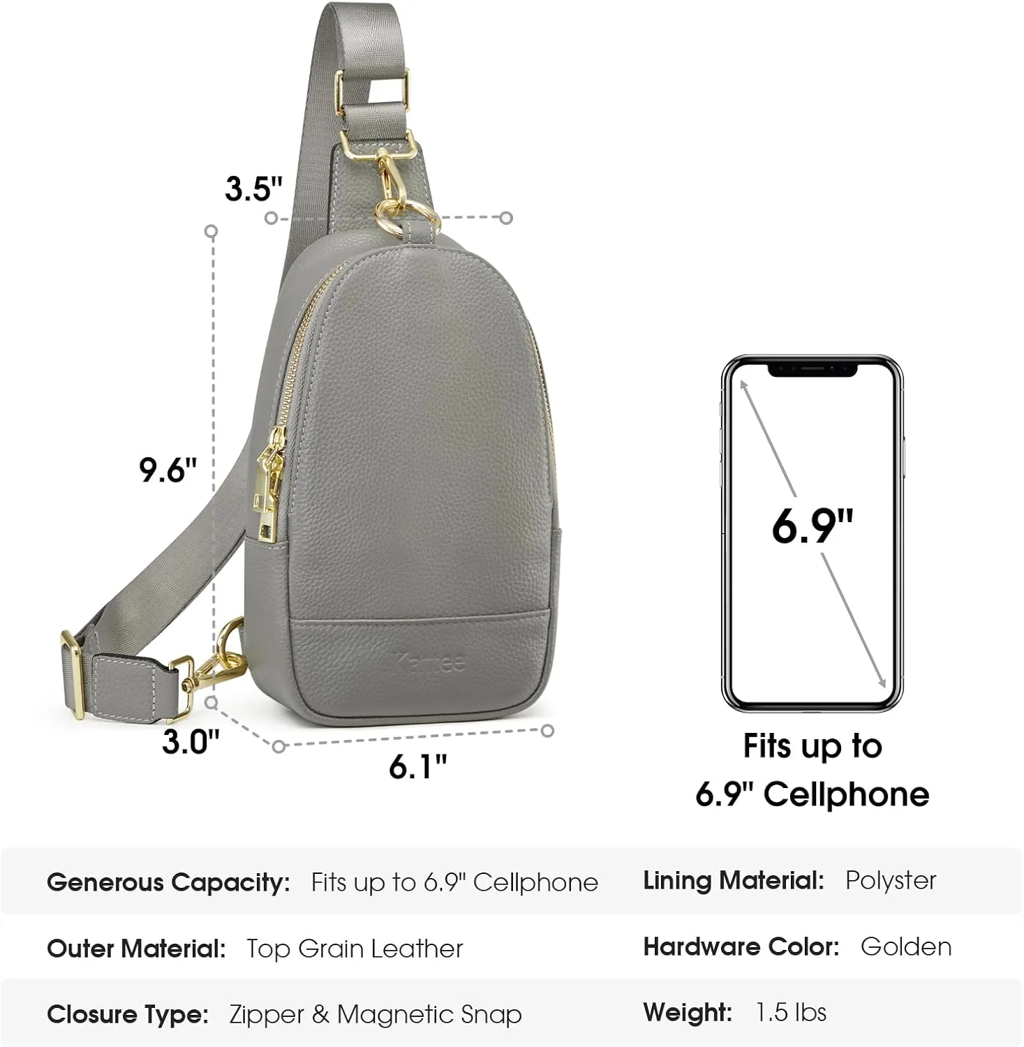 Kattee Sling Bag for Women, Leather Fanny Packs for Women, Small Crossbody Chest Bag with RFID Blocking