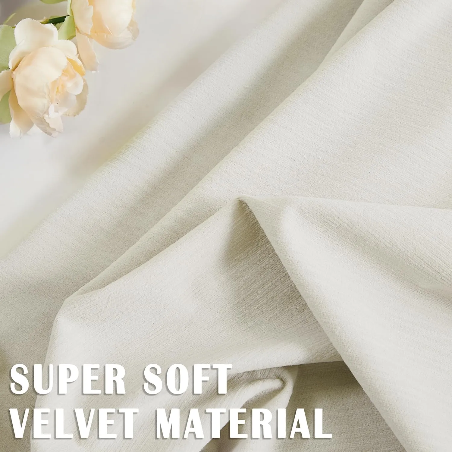 Kayne Studio Back Tab Velvet Pinch Pleated Curtains 84 Inch Long,Room Darkening Thermal Insulated Noise Reducing Window Treatments Drapes for Living Room, Grayish White,22 Hooks,2 Panels,38" x 84