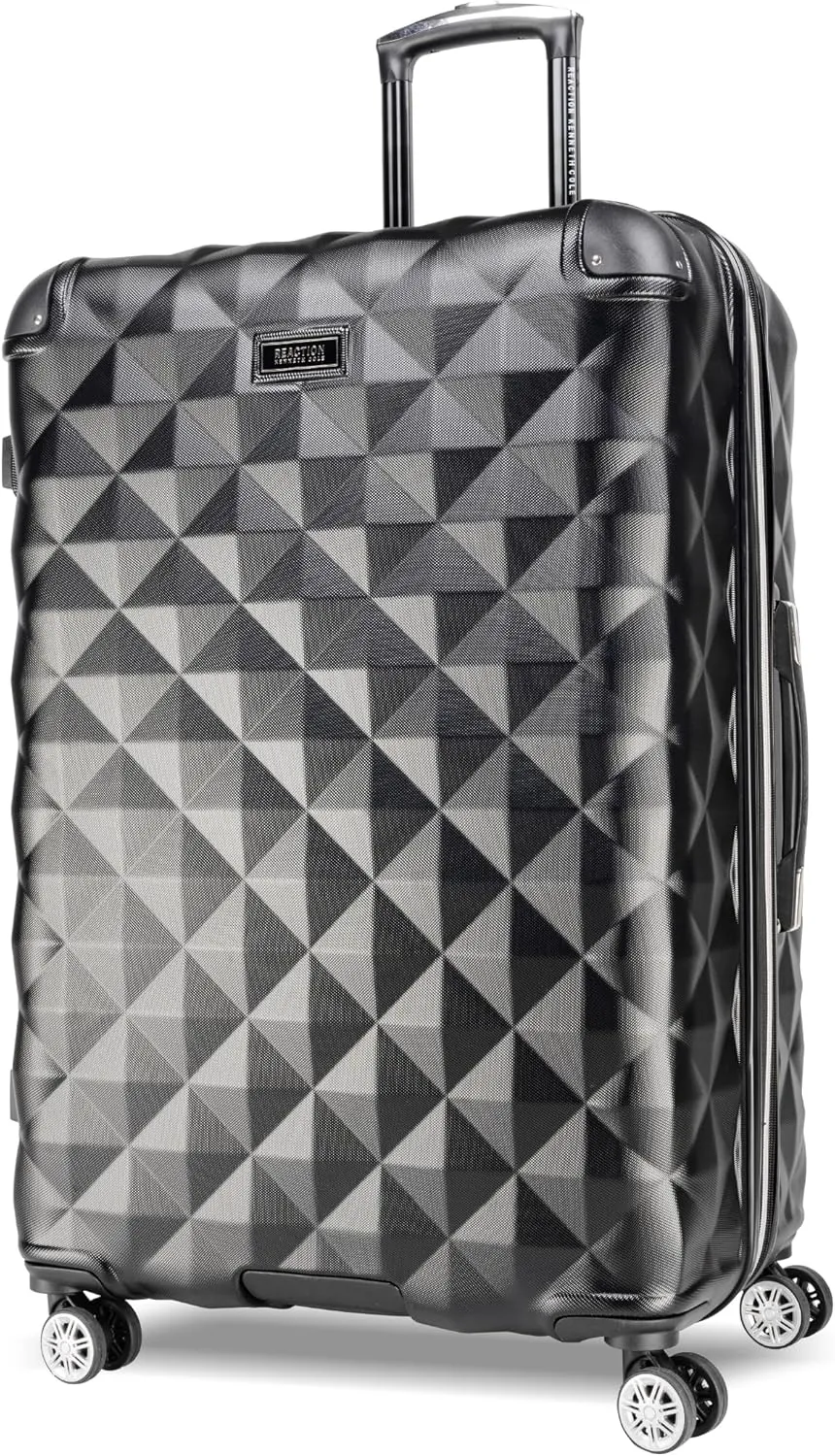 Kenneth Cole REACTION Diamond Tower Collection Lightweight Hardside Expandable 8-Wheel Spinner Travel Luggage, Black, 28-Inch Checked
