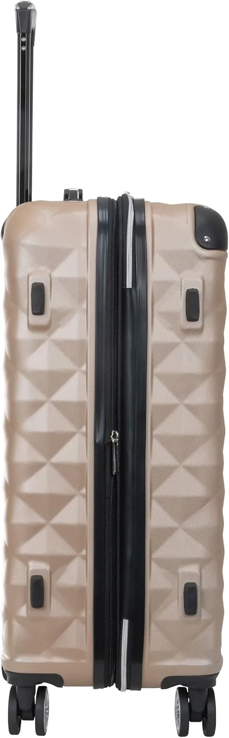 Kenneth Cole REACTION Diamond Tower Collection Lightweight Hardside Expandable 8-Wheel Spinner Travel Luggage, Rose Champagne, 24-Inch Checked