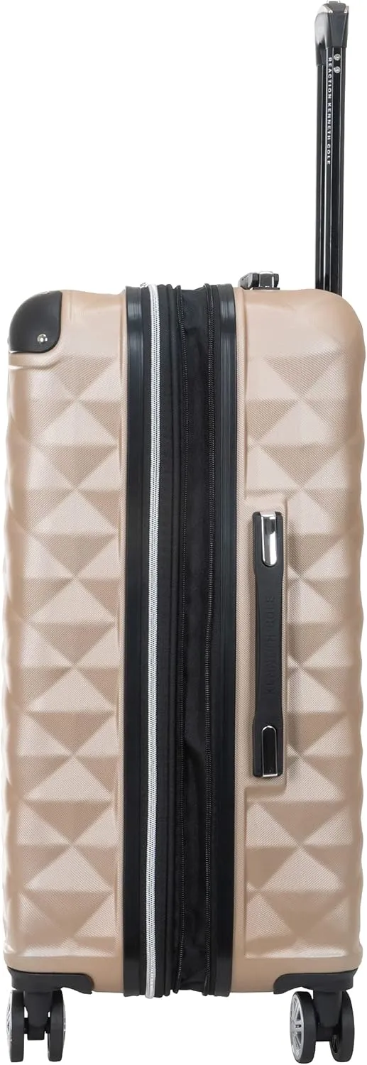 Kenneth Cole REACTION Diamond Tower Collection Lightweight Hardside Expandable 8-Wheel Spinner Travel Luggage, Rose Champagne, 24-Inch Checked