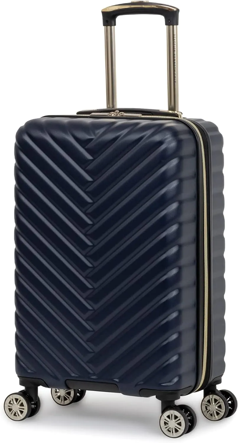 Kenneth Cole REACTION Madison Square Lightweight Hardside Chevron Expandable Spinner Luggage, Navy, 20-Inch Carry On
