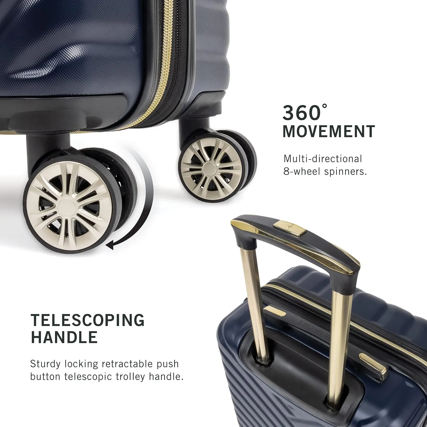 Kenneth Cole REACTION Madison Square Lightweight Hardside Chevron Expandable Spinner Luggage, Navy, 20-Inch Carry On