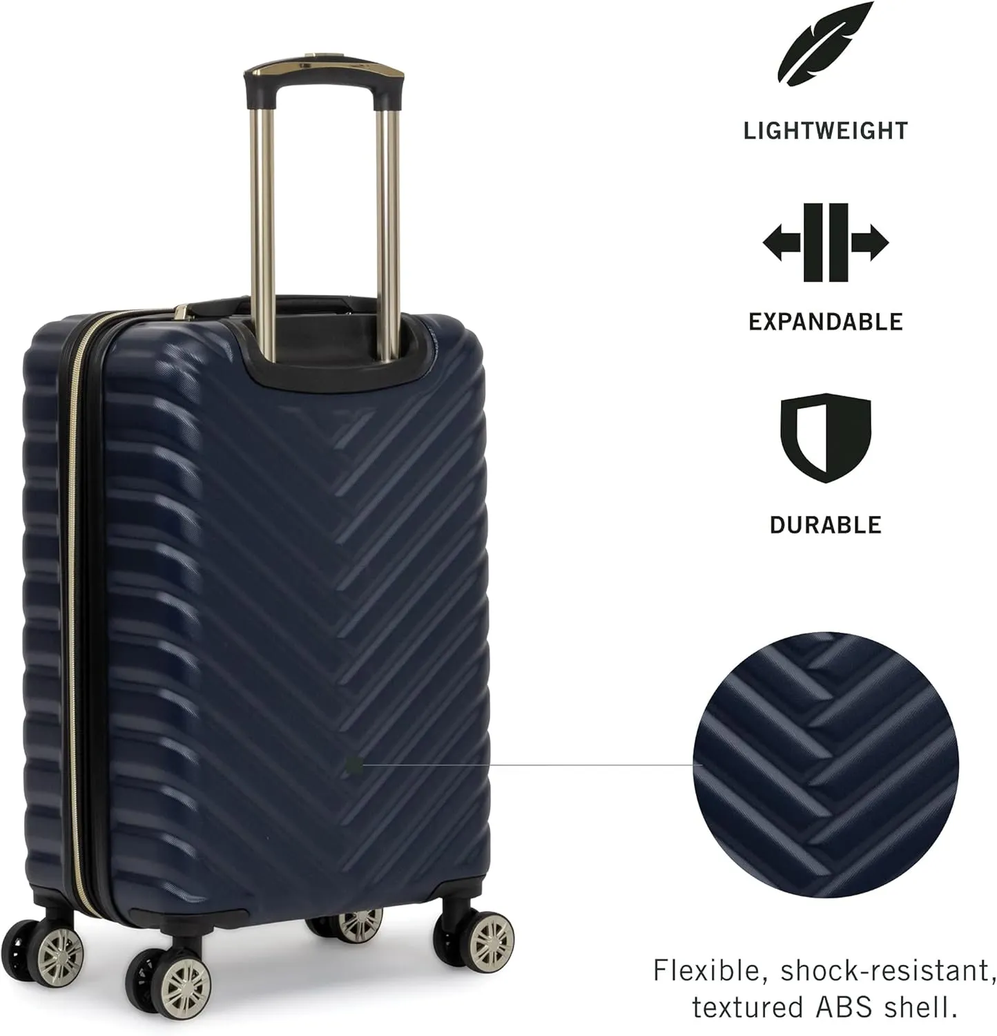 Kenneth Cole REACTION Madison Square Lightweight Hardside Chevron Expandable Spinner Luggage, Navy, 28-Inch Checked