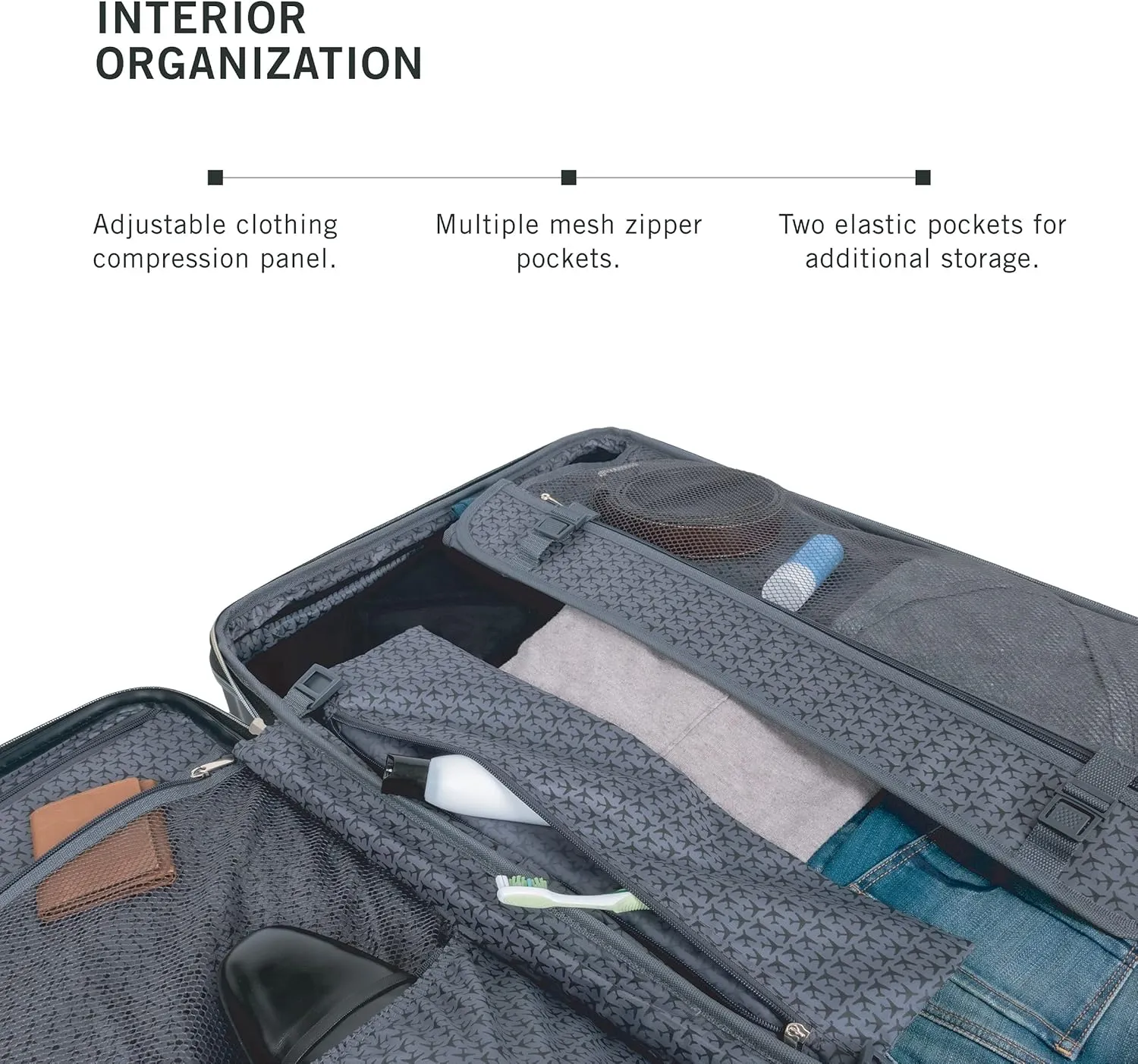 Kenneth Cole REACTION Madison Square Lightweight Hardside Chevron Expandable Spinner Luggage, Navy, 28-Inch Checked