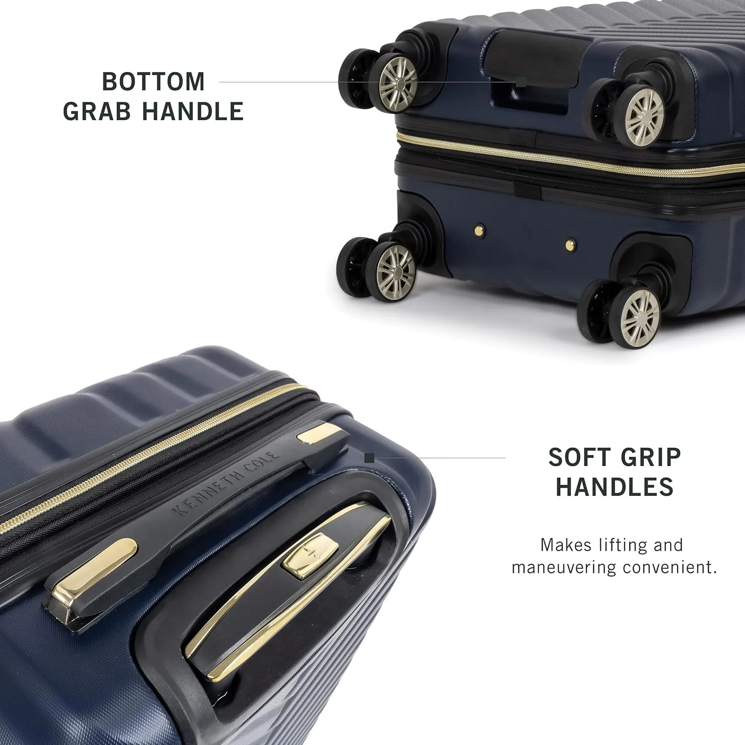 Kenneth Cole REACTION Madison Square Lightweight Hardside Chevron Expandable Spinner Luggage, Navy, 28-Inch Checked