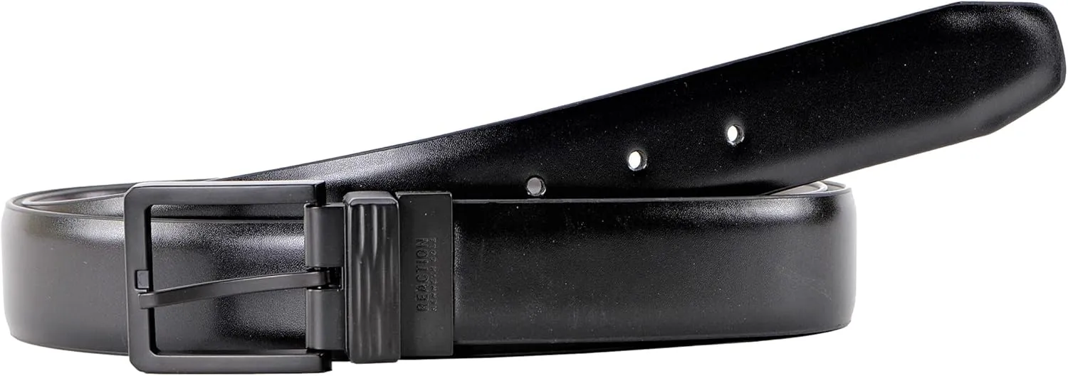 Kenneth Cole REACTION Men's 35MM Wide Reversible Stretch Belt Black Brown Medium