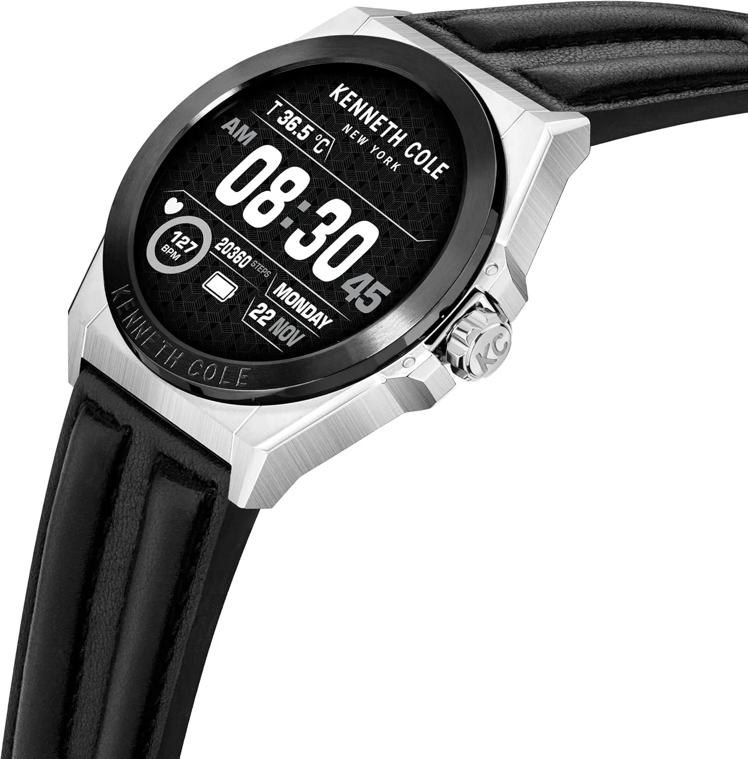 Kenneth Cole Watch New York, Wellness 2.0 Smartwatch, Health Monitoring, Reminders, Advanced Sensor, Sport Modes, Long Battery, Water Resistant, Android & iOS Compatible