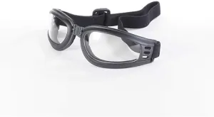 Kickstart Nomad Padded Motorcycle Goggles Matte Black Frames Clear Lenses