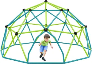 Kids Climbing Dome Tower - Geometric Playground Dome Climber Monkey Bars Play Center, Rust Resistant Steel, 1000 LBS Capacity,Blue Green-13ft