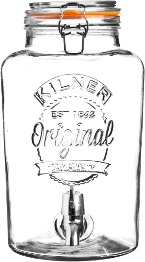 Kilner Clip Top Round Glass Drinks Dispenser in Gift Box, Transparent