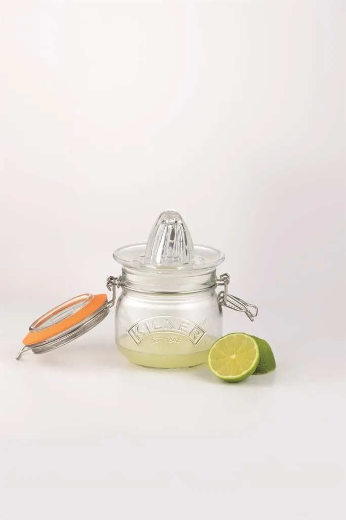 Kilner Glassware 2-Piece Juicer Jar Set, Make, Store and Serve Fresh Citrus Juice, Airtight Clip-top Lid, 17-Fluid Ounces