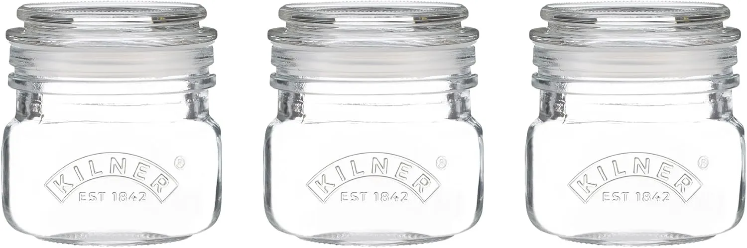 Kilner Set of 3 Square Push Top Jars 0.25 Litre