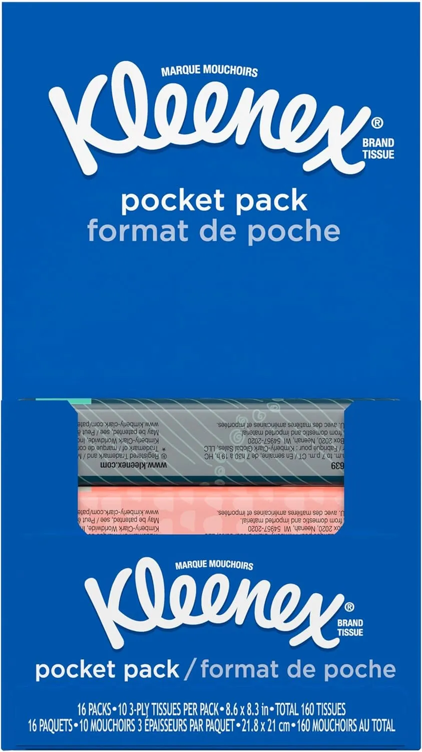 Kleenex 3-Ply Pocket Pack Facial Tissues (32 Pack of 10 Tissues)