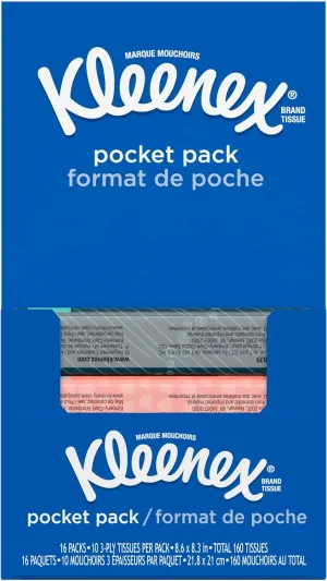 Kleenex 3-Ply Pocket Pack Facial Tissues (32 Pack of 10 Tissues)