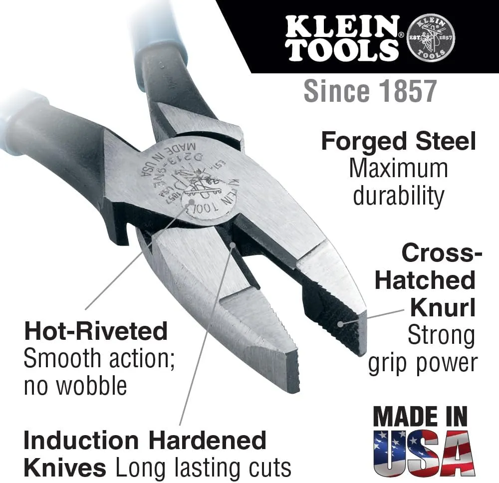 Klein Tools 80080 Hand Tool Kit includes 2 Screwdrivers, Made in USA, 3 Pliers, Wire Stripper and Cutter, for Electricians, 6-Piece